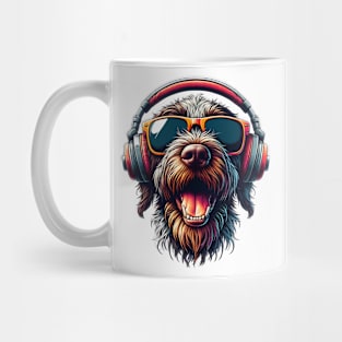 Slovakian Wirehaired Pointer Smiling DJ with Headphones and Sunglasses Mug